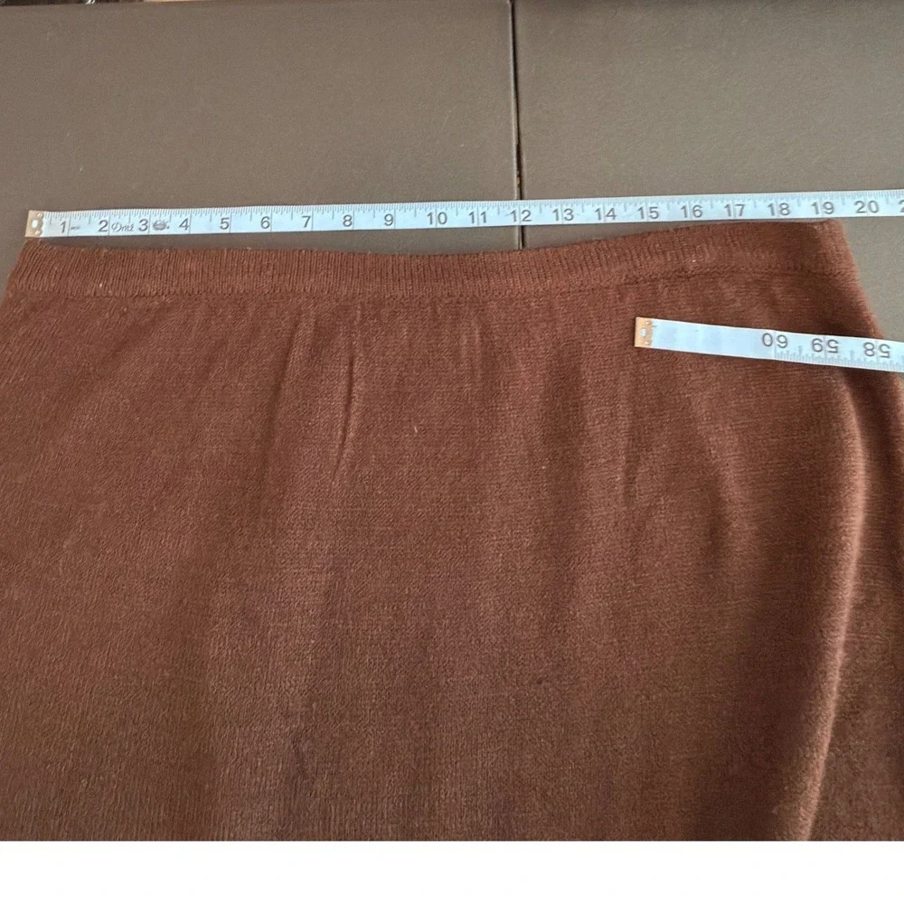 Women's Knit Sweater Skirt Brown White Plus Nordic Stretchy‎ Pull On Cozy 1X